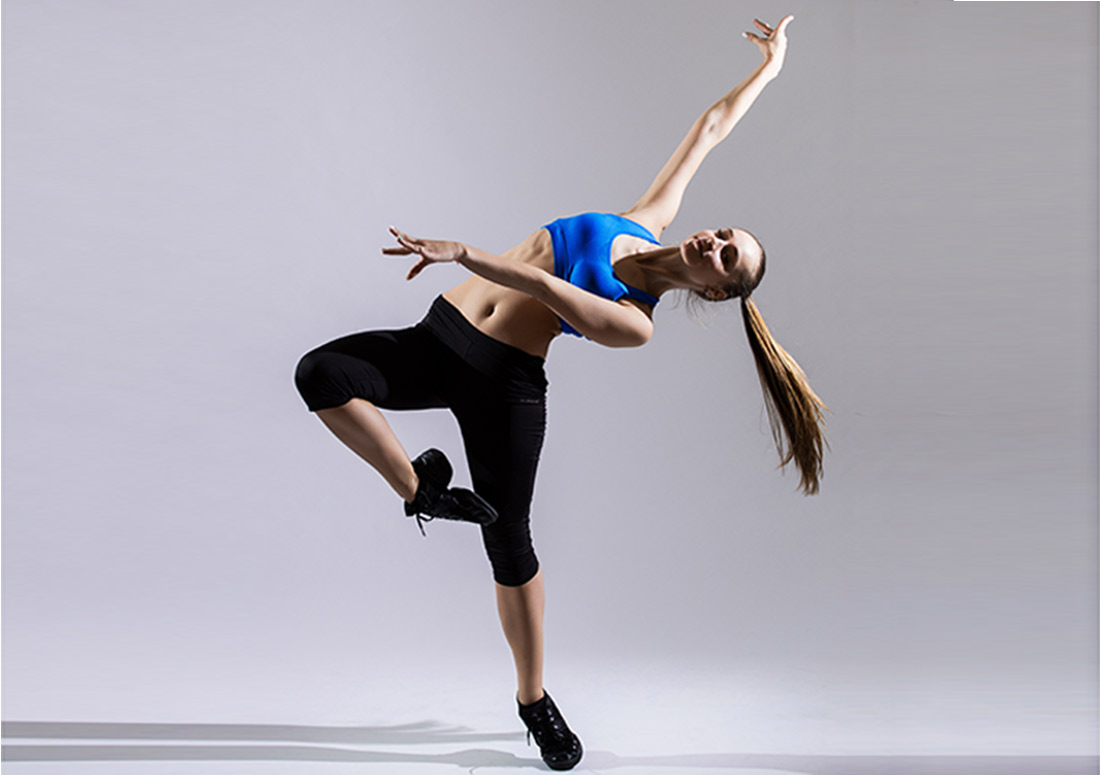 Hip hop woman dancer performing isolated on a white background